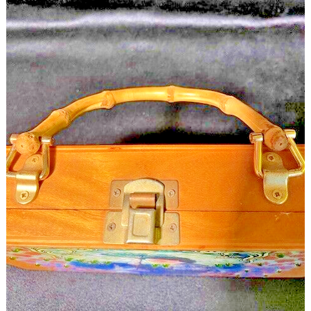 Woman's Purse Geisha Girl Japanese Vanity Bag - Hand Painted Artwork - Vintage - Picture 7 of 11
